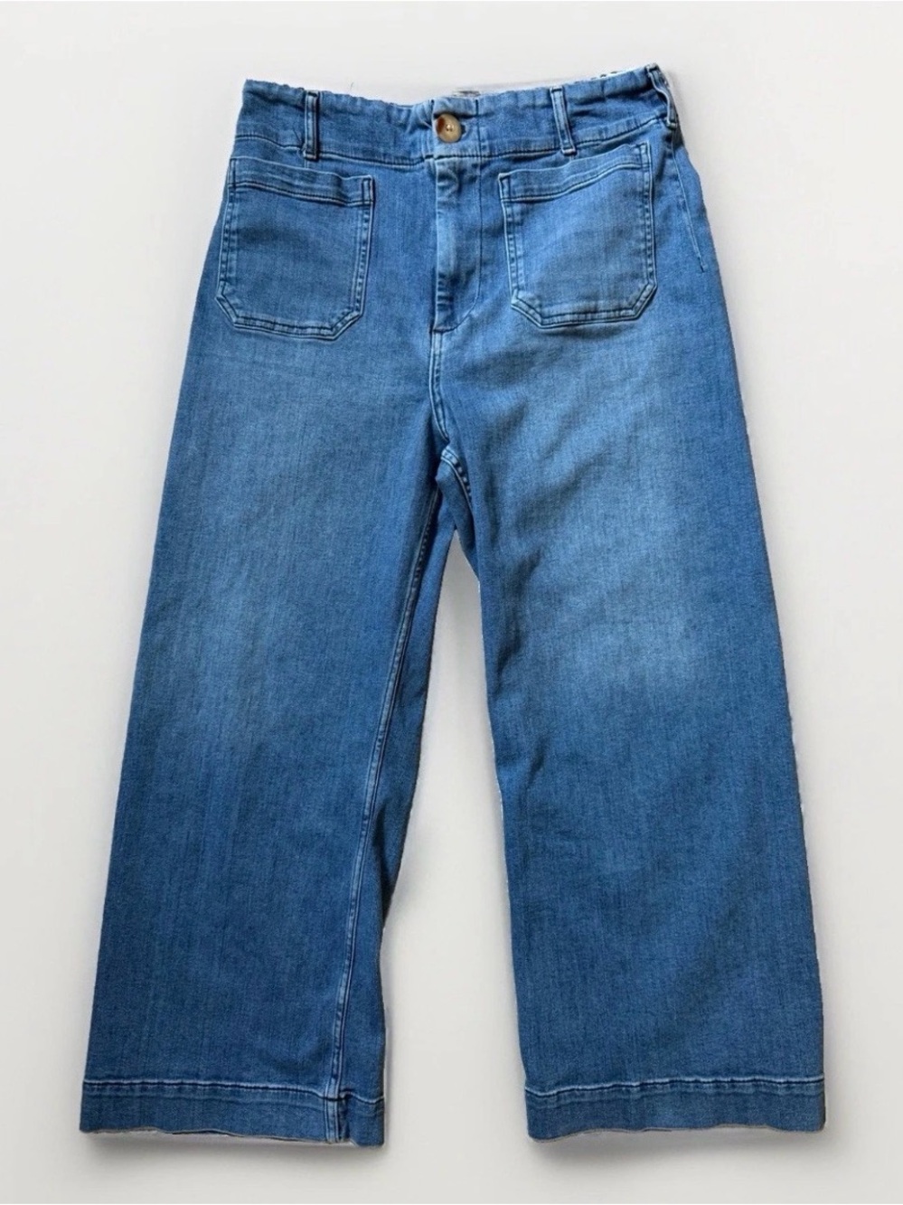 Maeve Anthropologie The Colette Wide Leg Jeans High Rise Cropped Size 31